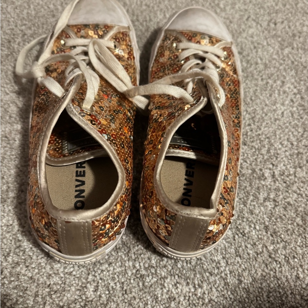 Converse Kids' Glitter Sneakers - Gold and White